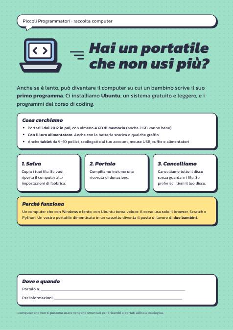 Prima pagina di «Computer e tablet donati»