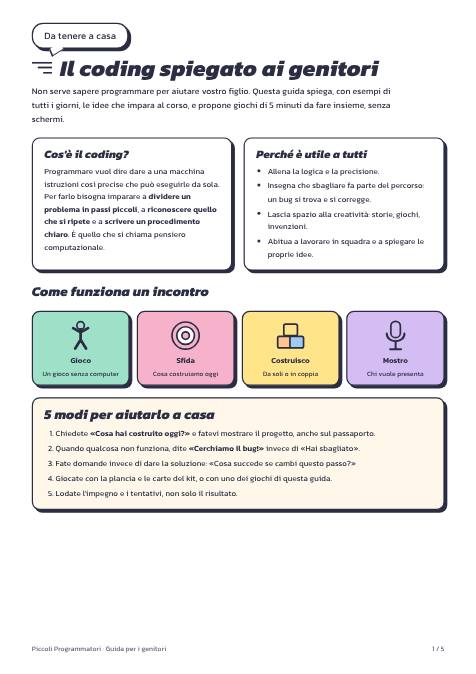 Prima pagina di «Guida per i genitori»